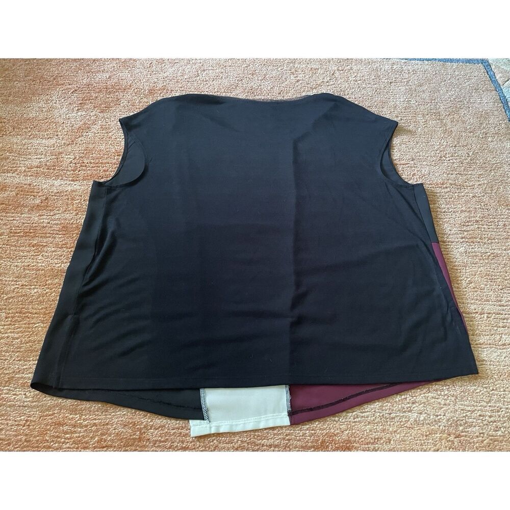 Simply Vera Vera Wang Colorblock Sleeveless Top Tunic 1X Burgundy Black Cream Bl - Picture 7 of 7